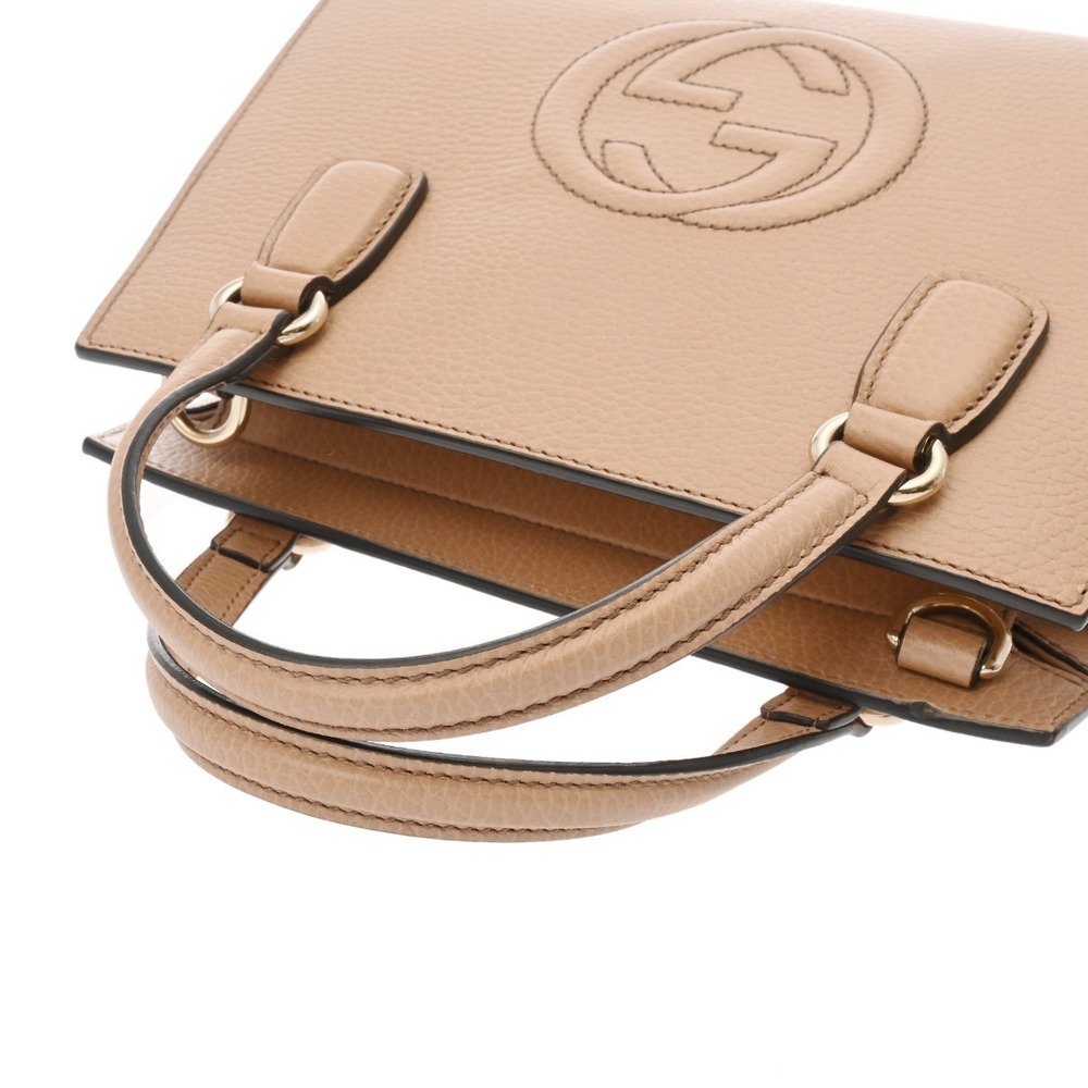 GUCCI Soho Interlocking Beige Tan Calfskin Handbag - Picture 3 of 10